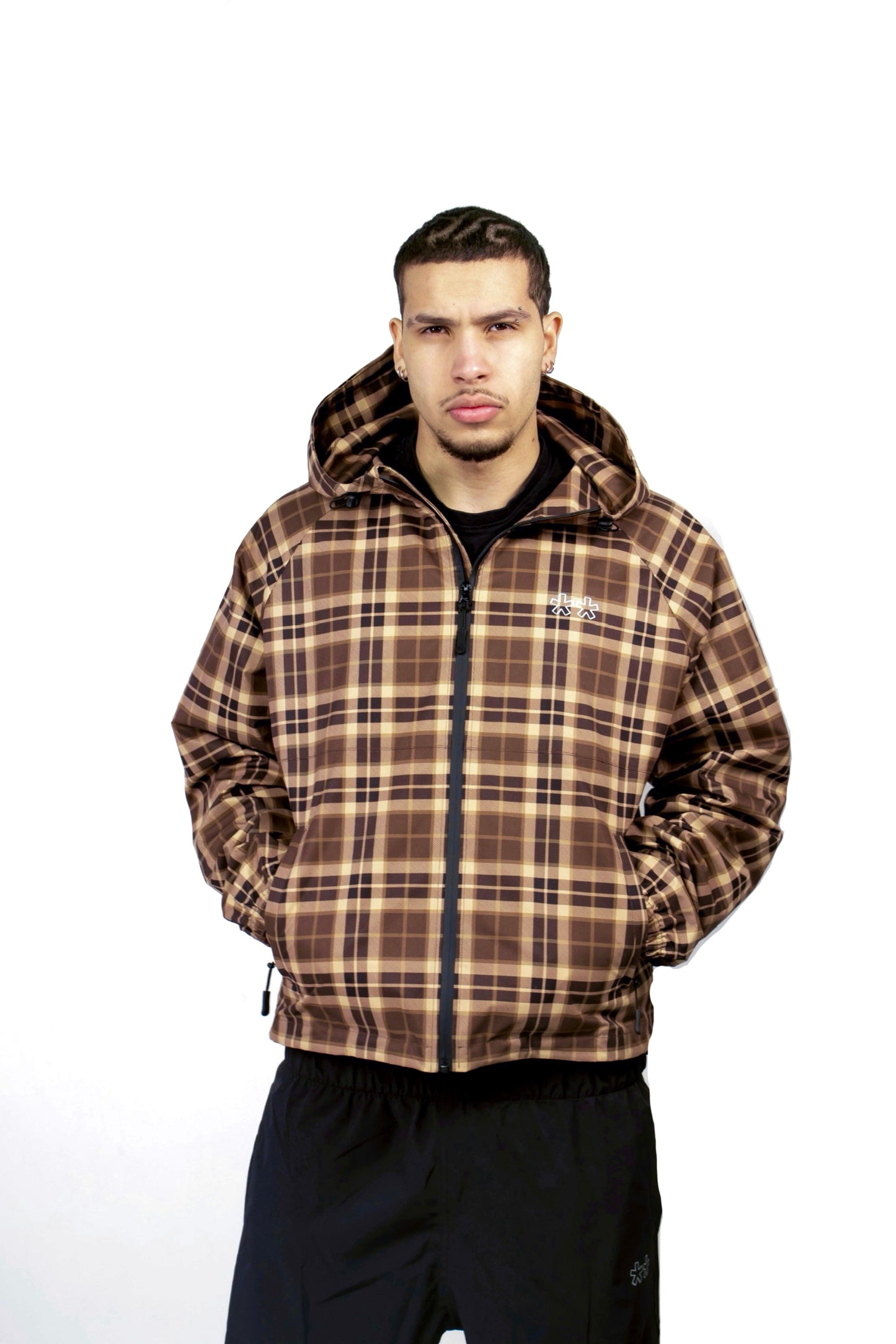 Brown Plaid Softshell Jacket